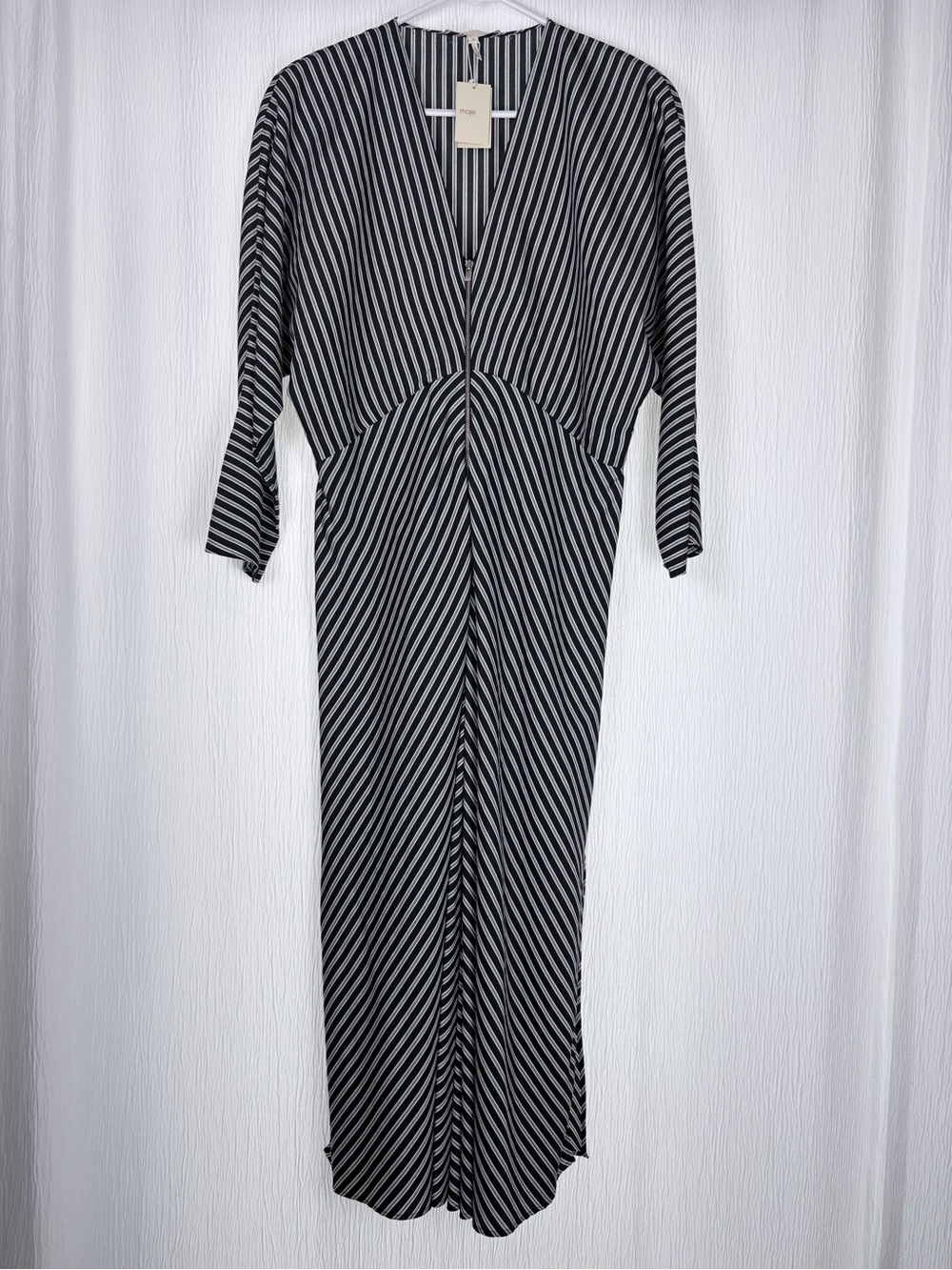 Maje Rava Midi Dress Black and White Striped, Size 3